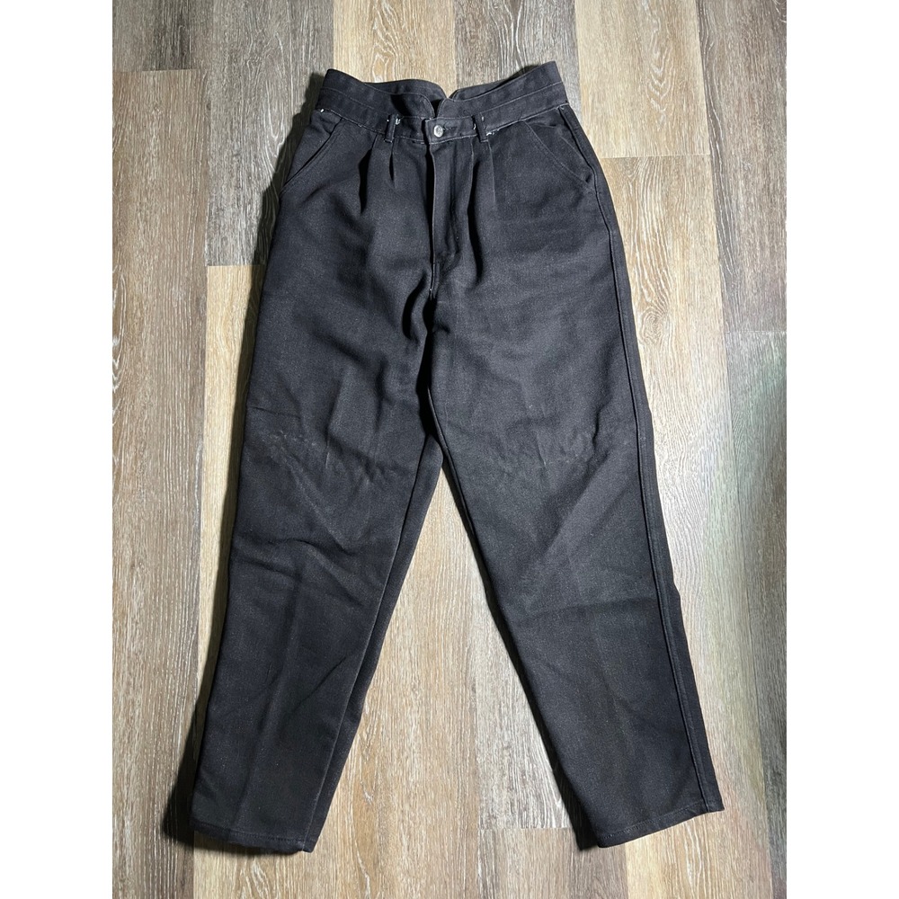 GITANO Women Black Denim Jeans High Waisted Pleated Tapered Leg Size 12
